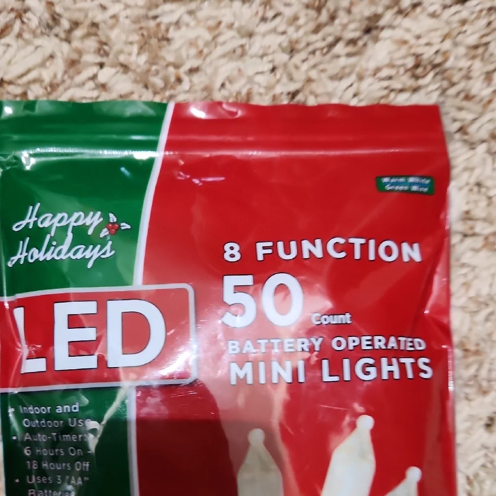 LED Mini Lights - 50 Count, Red and Green